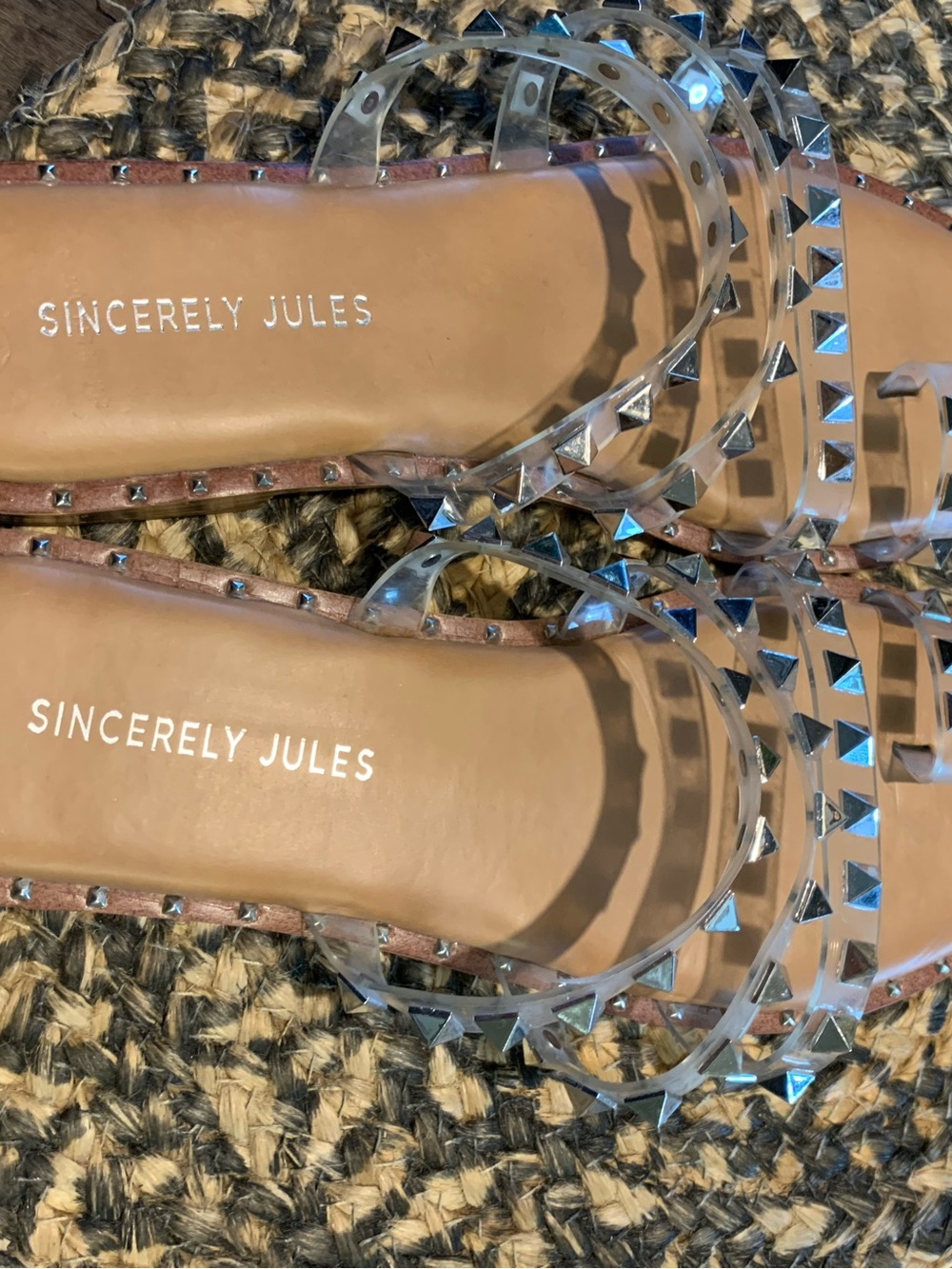 Sincerly Jules Tabbi Metallic Studded Multi-Strap Slide Sandals - Picture 8 of 13